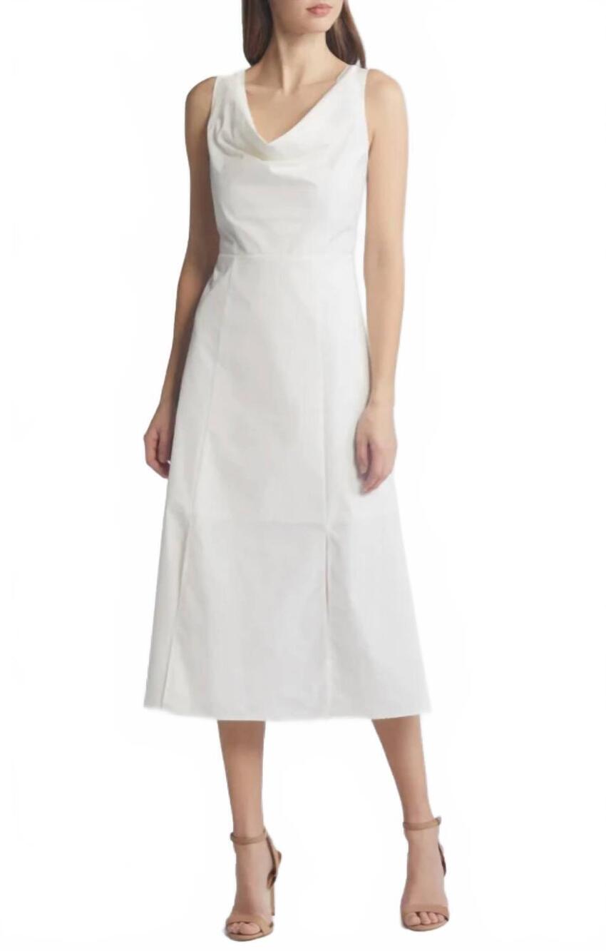 NEW DU PARADIS cowl neck midi dress in white
